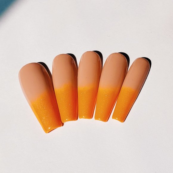 Nude Orange Ombre- Press on nails | False Nails - Picture 2 of 7